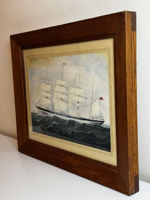 PAINTING BROCKLEBANK LINE FOUR MASTED BARQUE STEEL HULL SHIP SINDIA - ADDITIONAL PHOTO 5