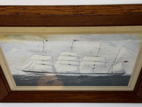 PAINTING BROCKLEBANK LINE FOUR MASTED BARQUE STEEL HULL SHIP SINDIA - ADDITIONAL PHOTO 6