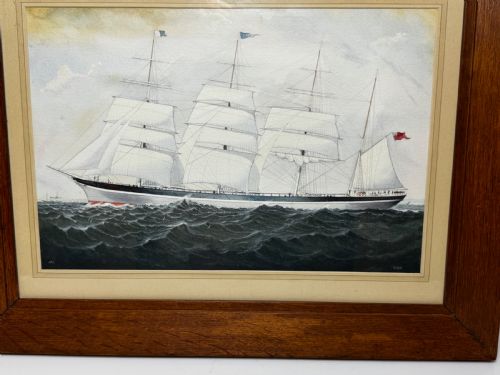 PAINTING BROCKLEBANK LINE FOUR MASTED BARQUE STEEL HULL SHIP SINDIA - ADDITIONAL PHOTO 9