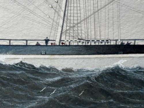 PAINTING BROCKLEBANK LINE FOUR MASTED BARQUE STEEL HULL SHIP SINDIA - ADDITIONAL PHOTO 21