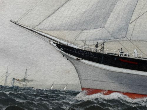 PAINTING BROCKLEBANK LINE FOUR MASTED BARQUE STEEL HULL SHIP SINDIA - ADDITIONAL PHOTO 25