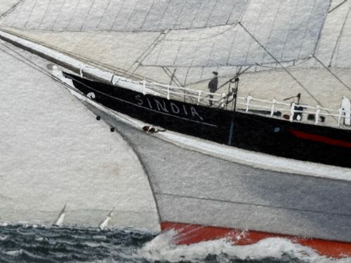 PAINTING BROCKLEBANK LINE FOUR MASTED BARQUE STEEL HULL SHIP SINDIA - ADDITIONAL PHOTO 26