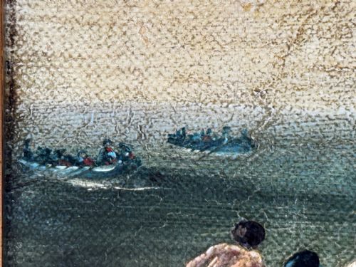 OIL PAINTING BURNING HMS BOMBAY SHIP FOLLOWER RICHARD BRYDGES BEECHEY - ADDITIONAL PHOTO 14
