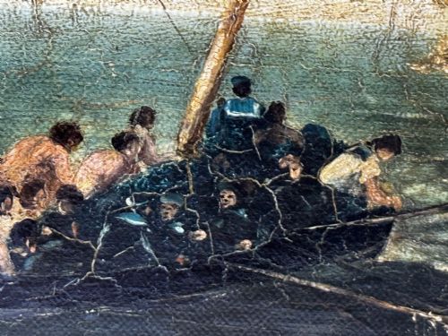 OIL PAINTING BURNING HMS BOMBAY SHIP FOLLOWER RICHARD BRYDGES BEECHEY - ADDITIONAL PHOTO 17