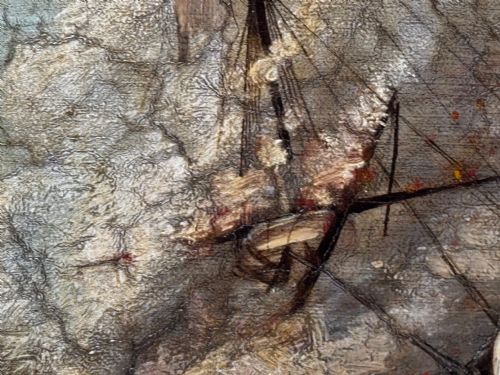 OIL PAINTING BURNING HMS BOMBAY SHIP FOLLOWER RICHARD BRYDGES BEECHEY - ADDITIONAL PHOTO 24