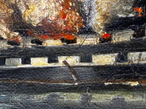 OIL PAINTING BURNING HMS BOMBAY SHIP FOLLOWER RICHARD BRYDGES BEECHEY - ADDITIONAL PHOTO 27