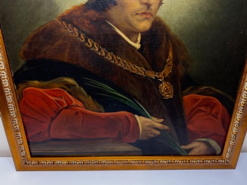 LARGE OIL PAINTING SIR THOMAS MORE AFTER HANS HOLBEIN - ADDITIONAL PHOTO 1