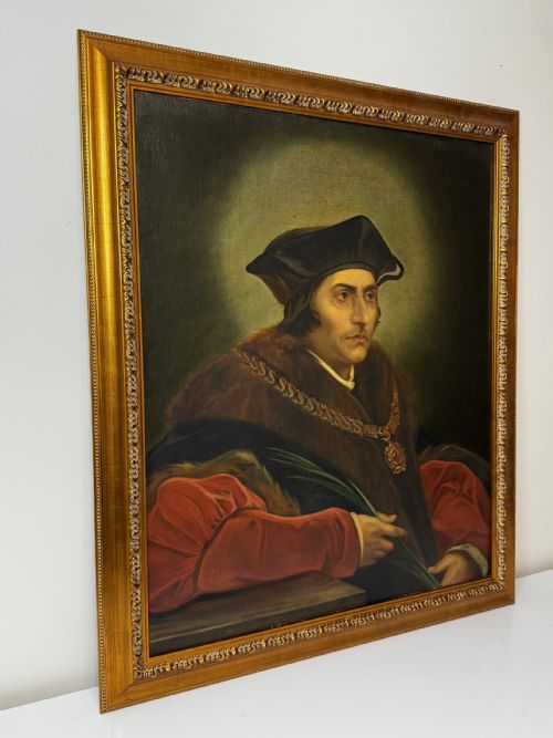 LARGE OIL PAINTING SIR THOMAS MORE AFTER HANS HOLBEIN - ADDITIONAL PHOTO 3