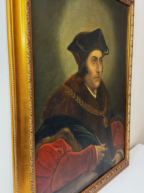 LARGE OIL PAINTING SIR THOMAS MORE AFTER HANS HOLBEIN - ADDITIONAL PHOTO 5