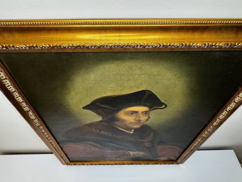 LARGE OIL PAINTING SIR THOMAS MORE AFTER HANS HOLBEIN - ADDITIONAL PHOTO 9