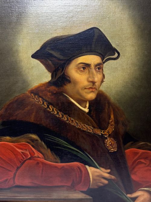 LARGE OIL PAINTING SIR THOMAS MORE AFTER HANS HOLBEIN - ADDITIONAL PHOTO 10