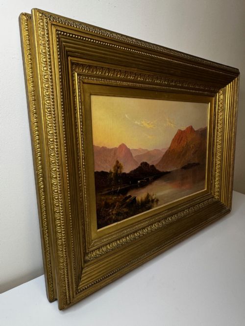 PAINTING LANDSCAPE LAKE WINDERMERE SUNSET BY ALFRED DE BREANSKI - ADDITIONAL PHOTO 6