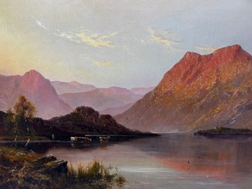 PAINTING LANDSCAPE LAKE WINDERMERE SUNSET BY ALFRED DE BREANSKI - ADDITIONAL PHOTO 16