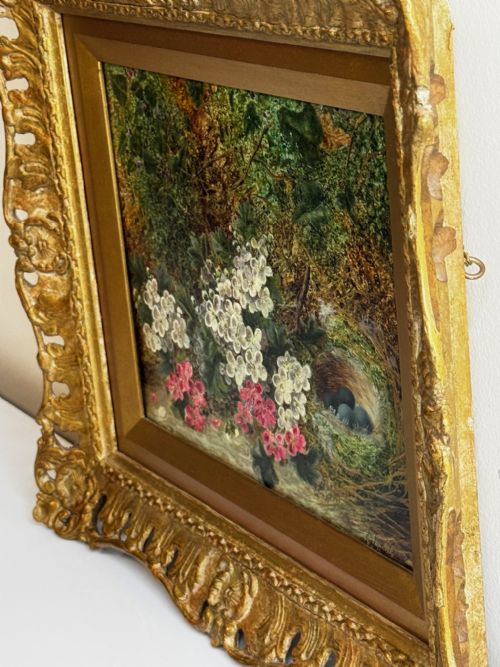 PAINTING BLOSSOM FLOWERS BIRD EGGS NEST MOSSY BANK OLIVER CLARE - ADDITIONAL PHOTO 3