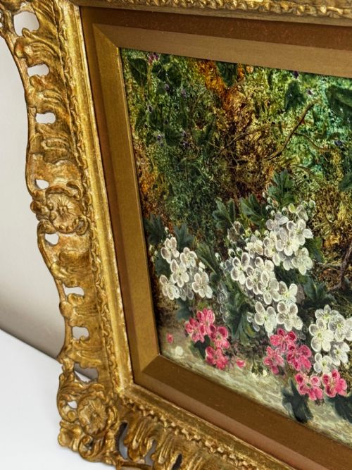PAINTING BLOSSOM FLOWERS BIRD EGGS NEST MOSSY BANK OLIVER CLARE - ADDITIONAL PHOTO 4