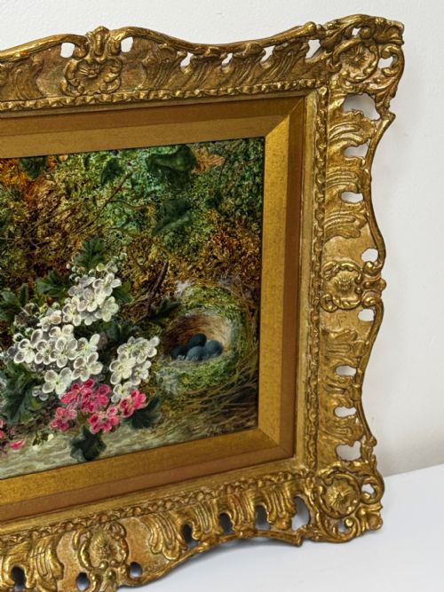 PAINTING BLOSSOM FLOWERS BIRD EGGS NEST MOSSY BANK OLIVER CLARE - ADDITIONAL PHOTO 6