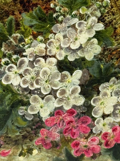 PAINTING BLOSSOM FLOWERS BIRD EGGS NEST MOSSY BANK OLIVER CLARE - ADDITIONAL PHOTO 12