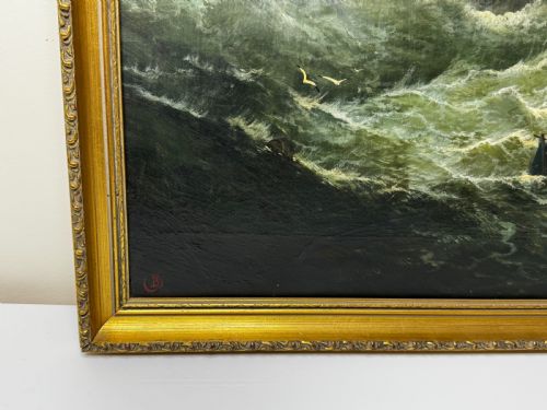 VICTORIAN OIL PAINTING SEALER STEAM SHIP OF DUNDEE SINKING THE RESCUE - ADDITIONAL PHOTO 10
