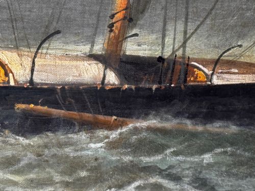 VICTORIAN OIL PAINTING SEALER STEAM SHIP OF DUNDEE SINKING THE RESCUE - ADDITIONAL PHOTO 20