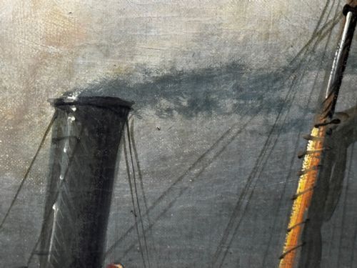 VICTORIAN OIL PAINTING SEALER STEAM SHIP OF DUNDEE SINKING THE RESCUE - ADDITIONAL PHOTO 23
