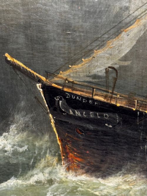 VICTORIAN OIL PAINTING SEALER STEAM SHIP OF DUNDEE SINKING THE RESCUE - ADDITIONAL PHOTO 28