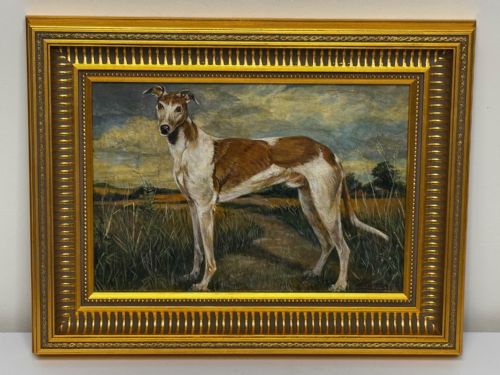 OIL PAINTING PRIZED LURCHER GREYHOUND AFTER SAMUEL JOHN CARTER - ADDITIONAL PHOTO 2