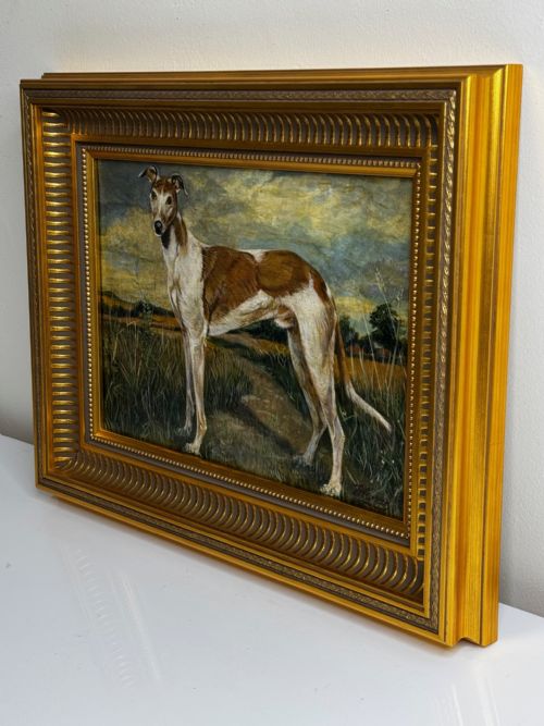 OIL PAINTING PRIZED LURCHER GREYHOUND AFTER SAMUEL JOHN CARTER - ADDITIONAL PHOTO 8