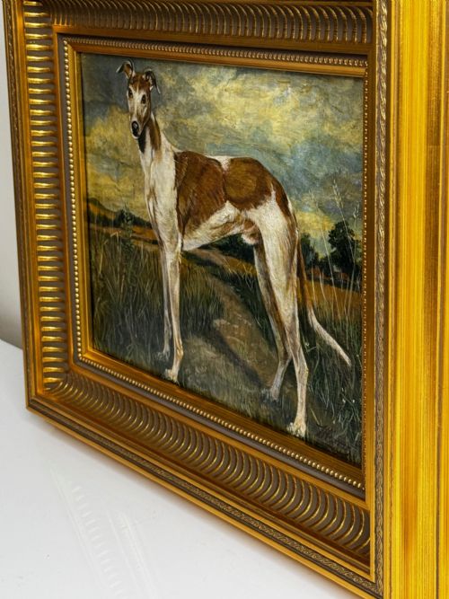 OIL PAINTING PRIZED LURCHER GREYHOUND AFTER SAMUEL JOHN CARTER - ADDITIONAL PHOTO 9