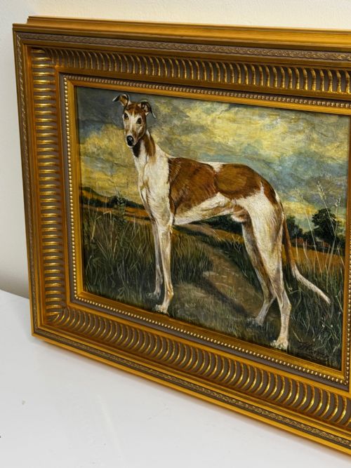 OIL PAINTING PRIZED LURCHER GREYHOUND AFTER SAMUEL JOHN CARTER - ADDITIONAL PHOTO 10