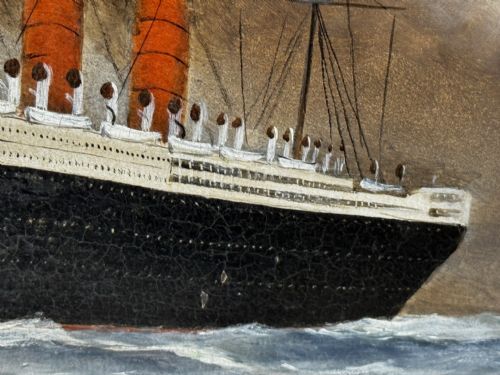PAINTING RMS LUSITANIA CUNARD LINE SHORTLY BEFORE BEING TORPEDOED - ADDITIONAL PHOTO 10