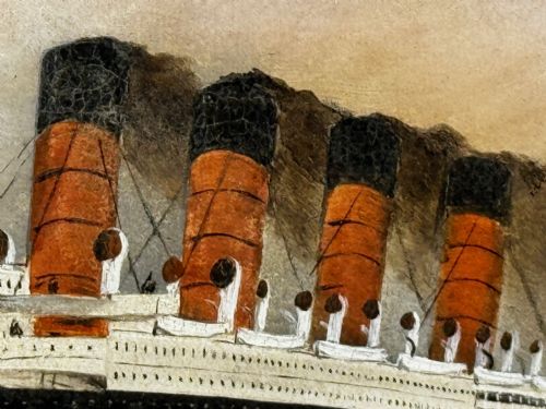 PAINTING RMS LUSITANIA CUNARD LINE SHORTLY BEFORE BEING TORPEDOED - ADDITIONAL PHOTO 18