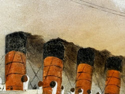 PAINTING RMS LUSITANIA CUNARD LINE SHORTLY BEFORE BEING TORPEDOED - ADDITIONAL PHOTO 25