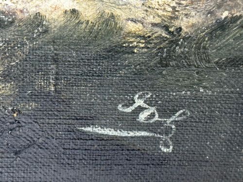 LARGE OIL PAINTING 5 MASTED SHIP POTOSI NAVIGATING DRAKES PASSAGE - ADDITIONAL PHOTO 11