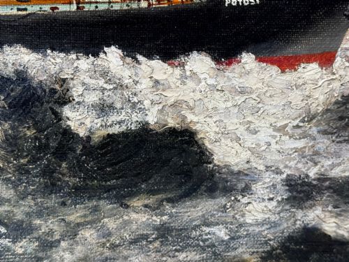 LARGE OIL PAINTING 5 MASTED SHIP POTOSI NAVIGATING DRAKES PASSAGE - ADDITIONAL PHOTO 18