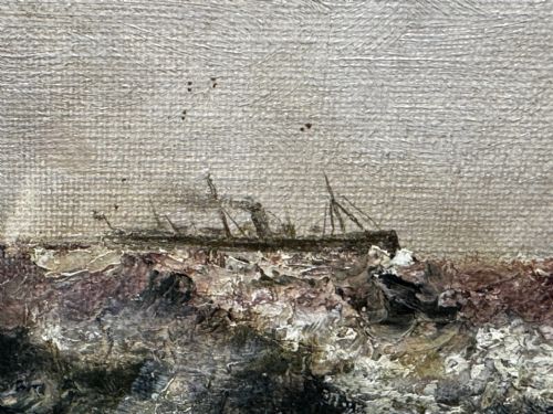 LARGE OIL PAINTING 5 MASTED SHIP POTOSI NAVIGATING DRAKES PASSAGE - ADDITIONAL PHOTO 22