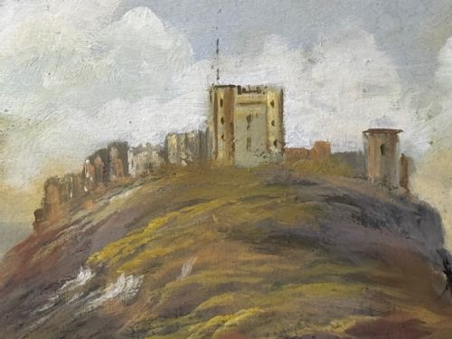 VICTORIAN OIL PAINTING BAMBURGH CASTLE SHIPWRECK BEACHED - ADDITIONAL PHOTO 26