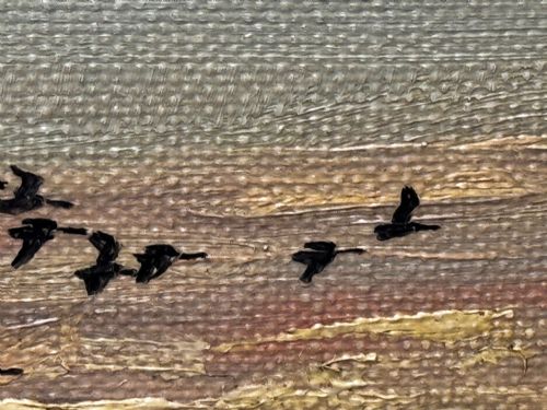 OIL PAINTING SKEIN BRENT GEESE FLYING OVER MARSH THE FENS HOLBEACH - ADDITIONAL PHOTO 17