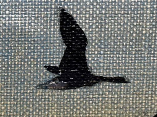 OIL PAINTING SKEIN BRENT GEESE FLYING OVER MARSH THE FENS HOLBEACH - ADDITIONAL PHOTO 24