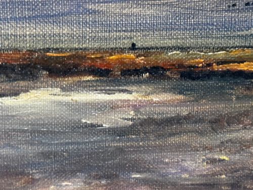OIL PAINTING SKEIN BRENT GEESE FLYING OVER MARSH THE FENS HOLBEACH - ADDITIONAL PHOTO 28