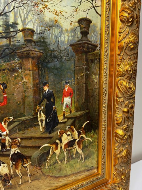 OIL PAINTING EMPRESS SISI OF AUSTRIA AT MEATH HUNT WITH LORD LANGFORD - ADDITIONAL PHOTO 2