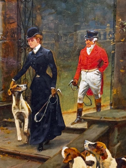 OIL PAINTING EMPRESS SISI OF AUSTRIA AT MEATH HUNT WITH LORD LANGFORD - ADDITIONAL PHOTO 6