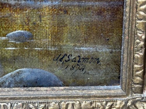 C1870 OIL PAINTING NR CAPEL CURIG NORTH WALES BY JOHN CUTHBERT SALMON - ADDITIONAL PHOTO 11