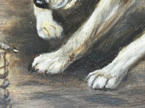 VICTORIAN PAINTING CAGED RAT TRAPPED JACK RUSSELL TERRIERS GUARDING - ADDITIONAL PHOTO 16
