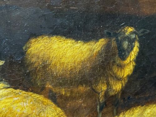 SHELTERING LIVESTOCK IN A BARN C1850 FOLLOWER OF THOMAS SIDNEY COOPER - ADDITIONAL PHOTO 5