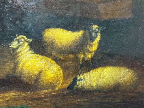 SHELTERING LIVESTOCK IN A BARN C1850 FOLLOWER OF THOMAS SIDNEY COOPER - ADDITIONAL PHOTO 6