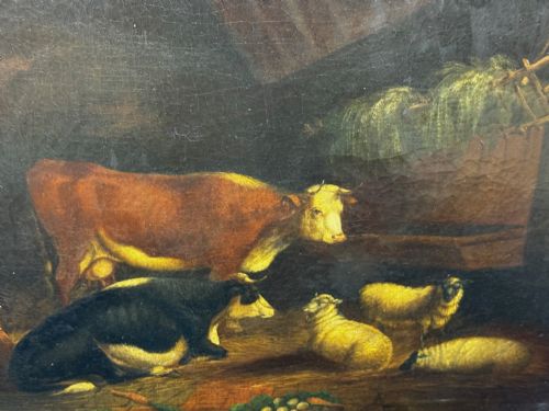 SHELTERING LIVESTOCK IN A BARN C1850 FOLLOWER OF THOMAS SIDNEY COOPER - ADDITIONAL PHOTO 9