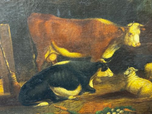 SHELTERING LIVESTOCK IN A BARN C1850 FOLLOWER OF THOMAS SIDNEY COOPER - ADDITIONAL PHOTO 10