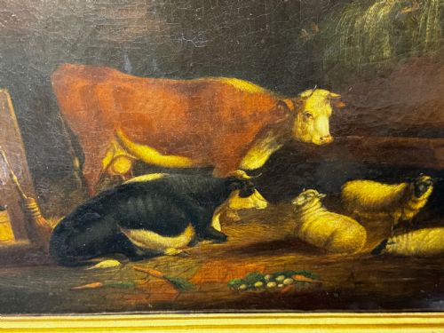 SHELTERING LIVESTOCK IN A BARN C1850 FOLLOWER OF THOMAS SIDNEY COOPER - ADDITIONAL PHOTO 25