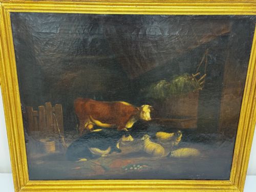 SHELTERING LIVESTOCK IN A BARN C1850 FOLLOWER OF THOMAS SIDNEY COOPER - ADDITIONAL PHOTO 29