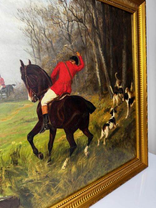 C1880 FOX HUNT ROYAL ACADEMYEXHIBITED EQUESTRIAN OIL PAINTING - ADDITIONAL PHOTO 5